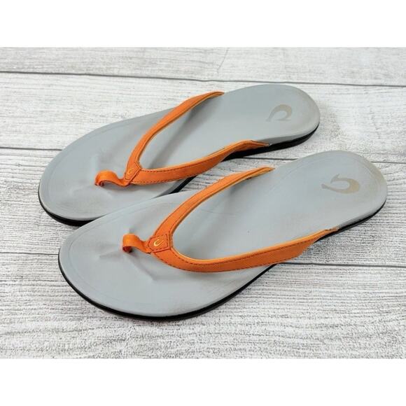 Olukai Women’s Ho'opio Flip Flop Thong Sandals Orange Arch Support Size 10? READ - Picture 1 of 9
